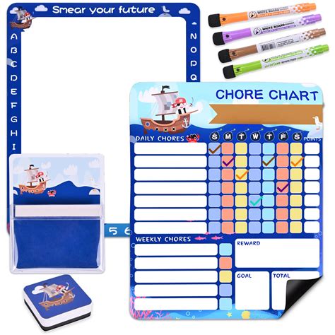 Buy Pirate Ship Magnetic Chore Chart Of Kids With Kids Doodle Board