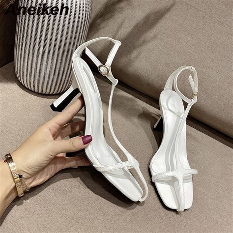 Aneikeh 20214 New Narrow Band Square Toe Women Gladiator Sandals Summer