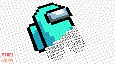 How To Draw Among Us Cyan Crewmate Pixel Art Among Us Pixel Art Tutorial Pixel Draw Youtube