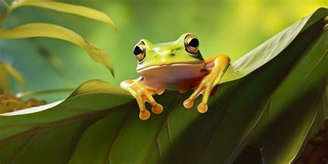 Dumpy Frog On Leaves Frog Amphibian Reptile Generative Ai 28793248
