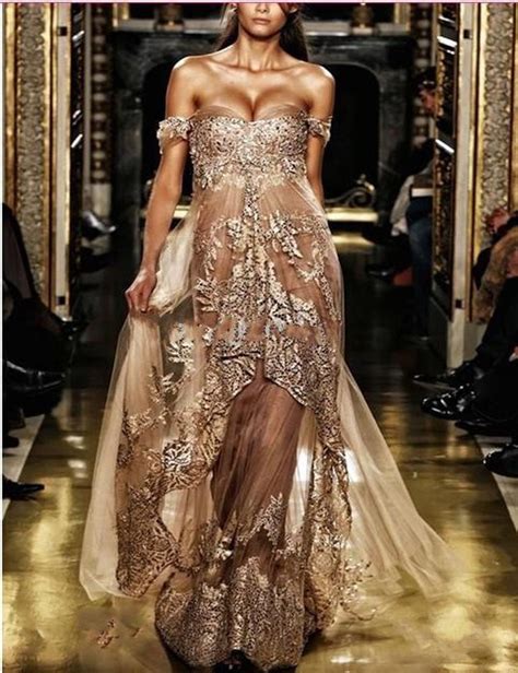Sexy Evening Dresses Zuhair Murad Off Shoulder Lace Appliques Prom