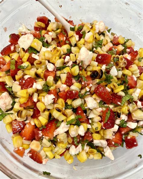 Grilled Corn Salad With Strawberries Feta Mint The Bakermama