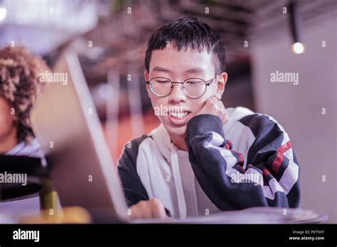 Busy International Male Person Completing Task Alone Stock Photo Alamy