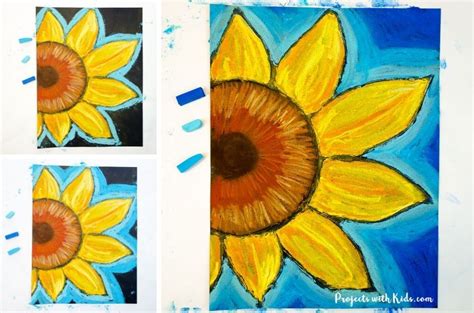 Beautiful Chalk Pastel Sunflowers Art Project For Kids