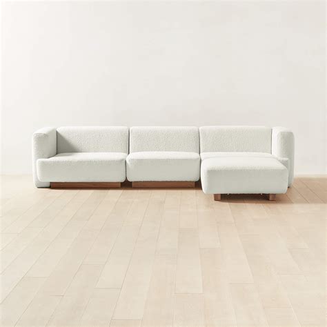 Terrain Modern 4-Piece L-Shaped Ivory Boucle Sectional Sofa | CB2