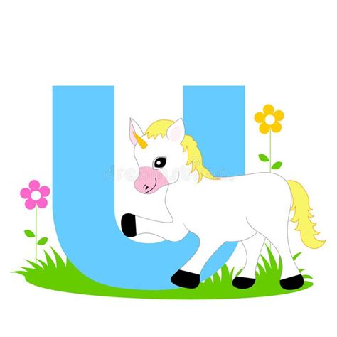 Animal alphabet U. Illustration of alphabet letter U with a cute little