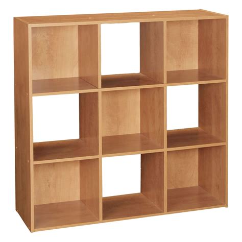 Blackwhite Natural 3 Tier 9 Cube Wooden Bookcase Display Storage
