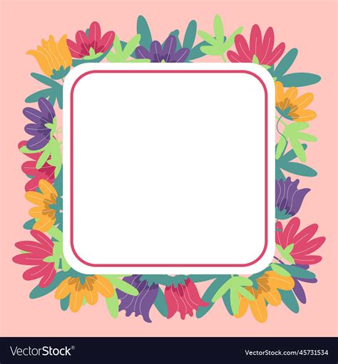 Square Shape Pink Color Text Frame Surrounded Vector Image