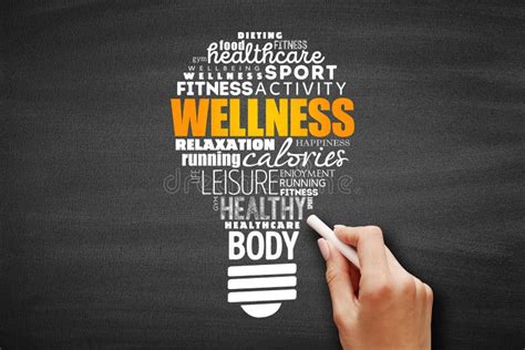 Wellness Light Bulb Word Cloud Collage Stock Image Image Of Activity