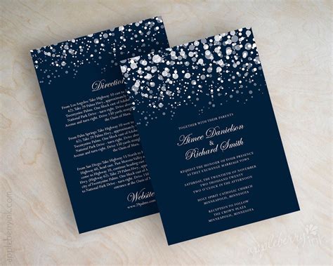 Glitter Navy Wedding invitations / Appleberry Ink - Simple, Affordable ...