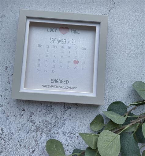 Personalised Engagement Frame Calendar Frame Engagement Etsy