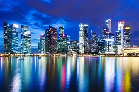 Singapore Skyline At Night Stock Image 9933230 Panthermedia