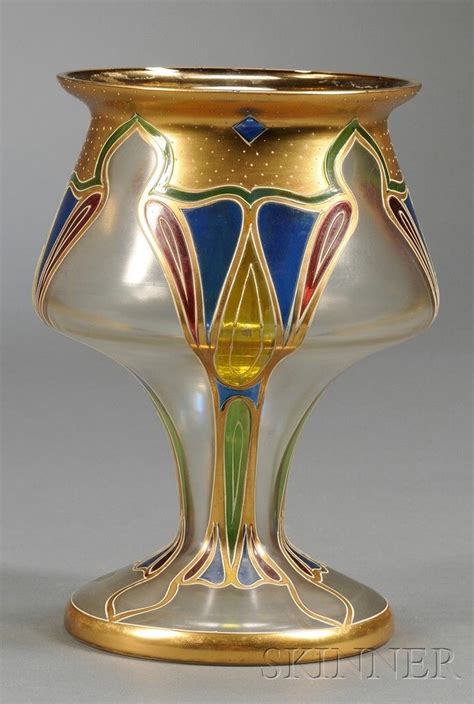 Vases Home Decor Art Nouveau Enameled Art Glass Vase Enameled Glass Possibly Lobmeyer