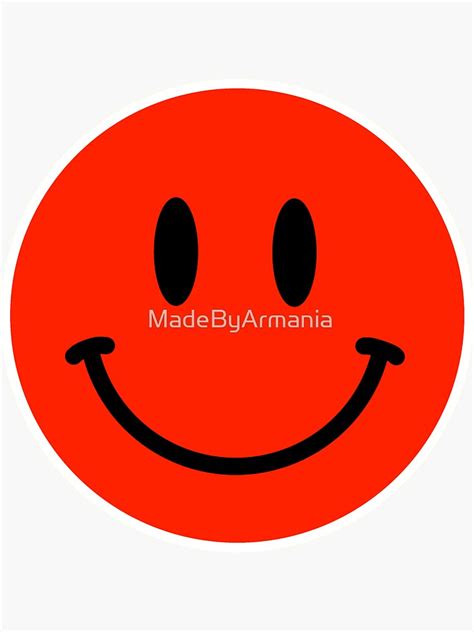 Red Smiley Face Sticker For Sale By Madebyarmania Redbubble