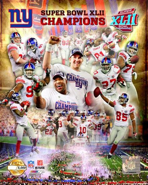 New York Giants Super Bowl Xlii 42 Champions Limited Edition 8x10