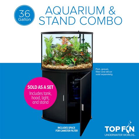 Top Fin Bowfront Aquarium Stand Ensemble 36 Gallon Aquarium Views