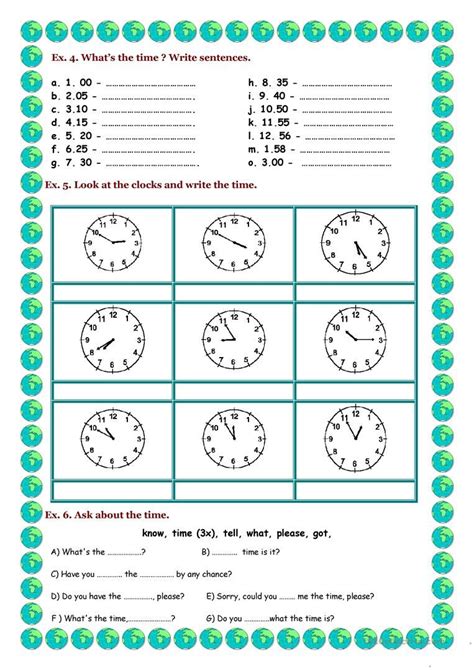 Time Worksheets Pdf Esl Worksheet