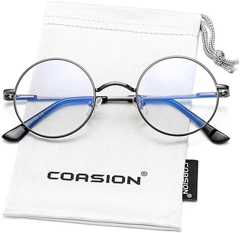 coasion vintage small round blue light blocking glasses clear lens computer gami ebay