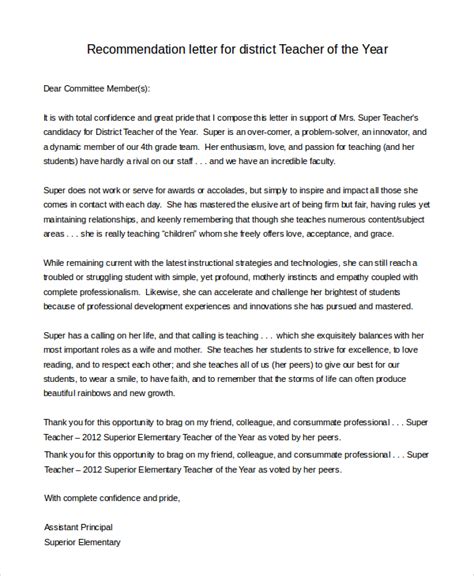 Free 7 Sample Letter Of Recommendation For Teacher In Pdf Ms Word