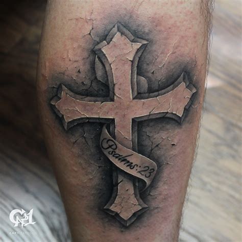 Cross Tattoo With Psalms 23 Artsyyfartsy