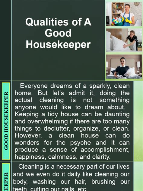 lesson 8 qualities of a good housekeeper pdf housekeeping home