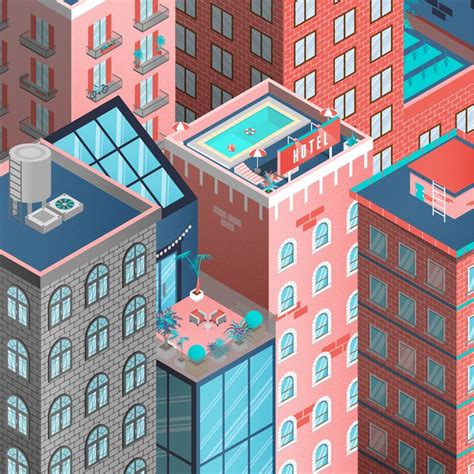 Rooftops On Behance Isometric Illustration Building Illustration