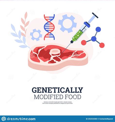 Banner About Genetically Modified Food Flat Style Vector Illustration