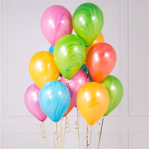 Pack Of 14 Marble Multi Coloured Party Balloons By Bubblegum Balloons ...