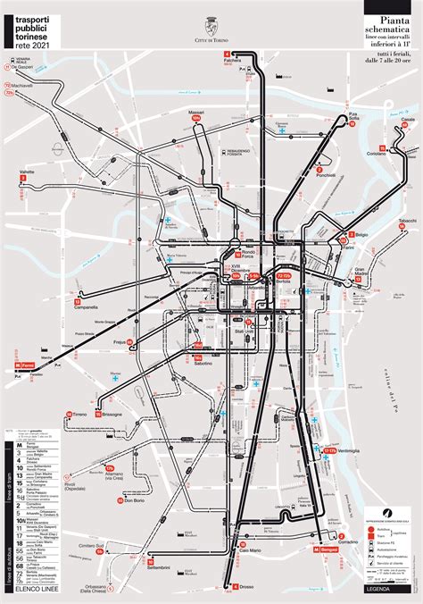 Turin High Frequency Transit Map City And Transit Maps