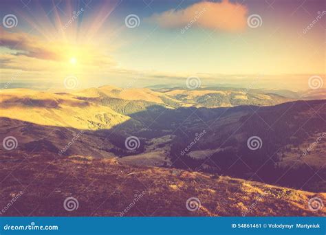 Beautiful Mountain Landscape At Sunshine Stock Image Image Of Grass