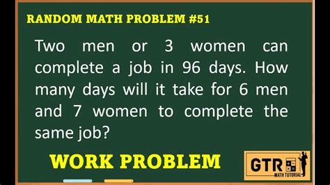 Random Math Problem 51 Work Problem Youtube