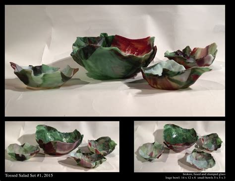 Buy Custom Fused Glass Salad Bowl Set Made To Order From David L Zvanut Fine Art