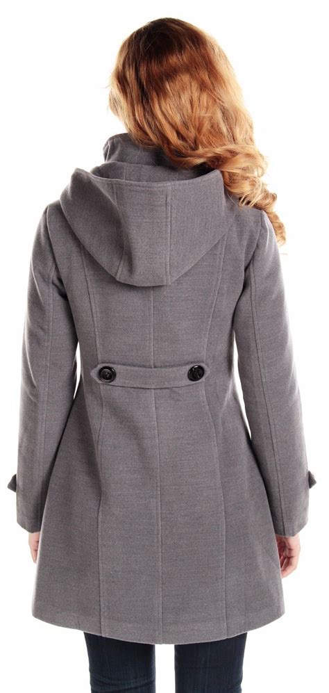 Women Wool Coat Double Breasted Winter Long Hooded Trench Coat Outwear