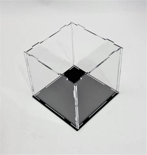 Collapsible Clear Acrylic Box W Black Acrylic Base Museumboxes