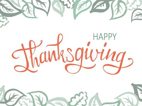 Hand Drawn Happy Thanksgiving Typography Calligraphy Lettering Stock