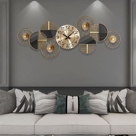 Style B Blackandgold Luxury Fashion Artistic Home Large Metal Wall Clock