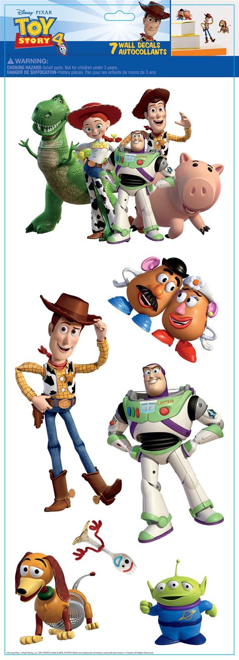 Toy Story 4 Peel And Stick 7 Wall Decals Woody Buzz Jessie Forky Potato Disney Pixar Stickers