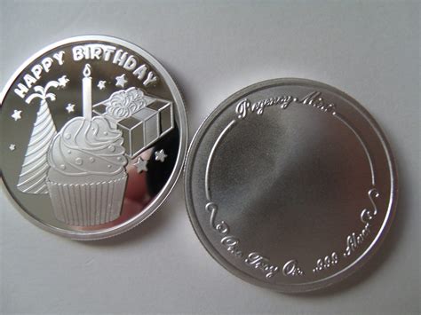 Fine 999 1 Oz Silver Engravable Happy Birthday Coin Free Custom Engraving