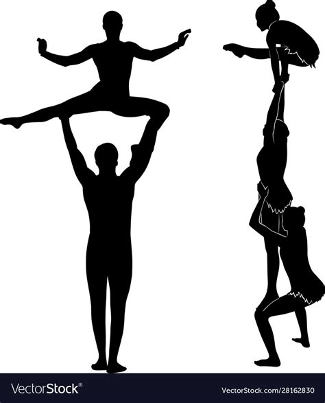 Acrobatic Stunt Gymnasts Acrobats Black Royalty Free Vector