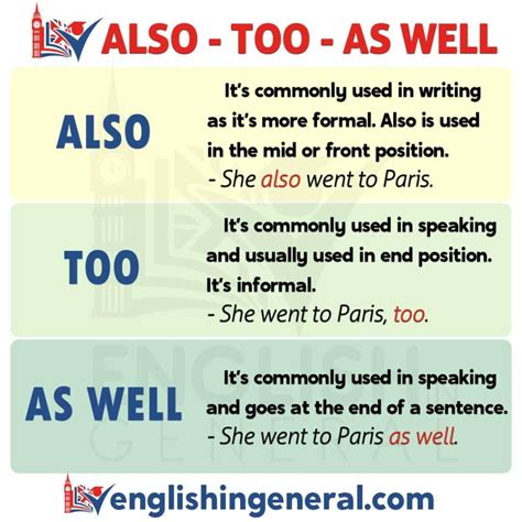 How To Use Also-Too And As Well In The Right Form? - English in General