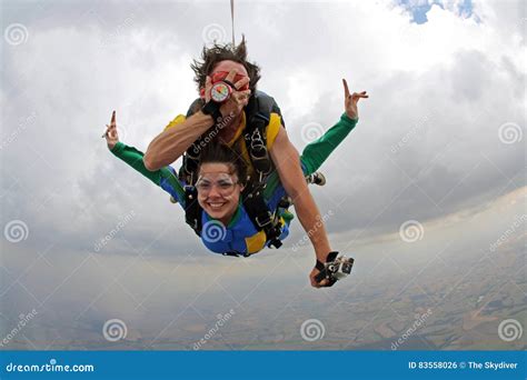 Skydiving Tandem Funny Stock Photo Image Of Cute Jump 83558026