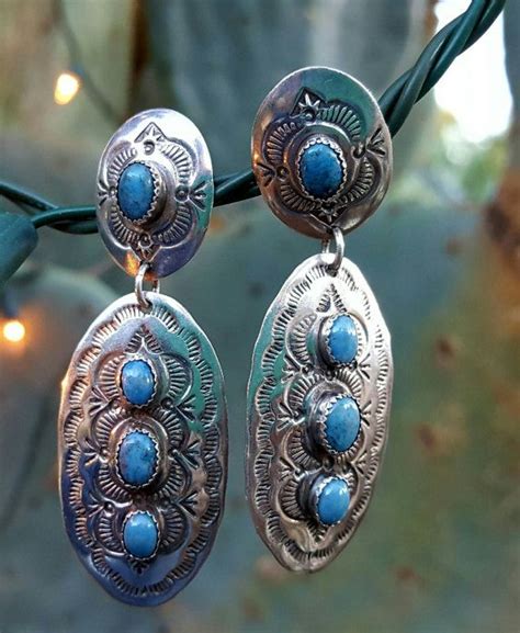 Anna Begay Navajo Hand Stamped Sterling Silver And Turquoise Etsy