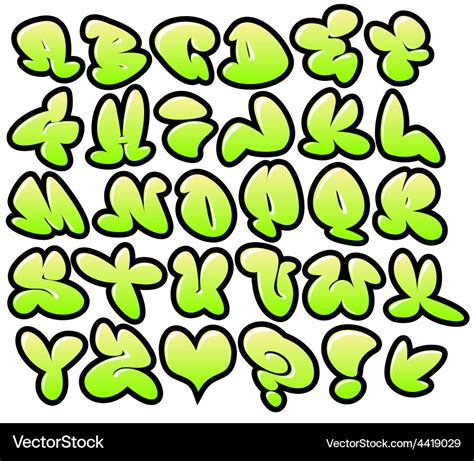 Graffiti Bubble Fonts With Gloss And Outline Lemon