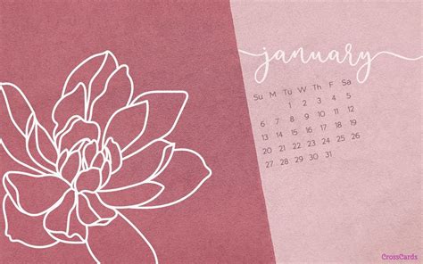 January 2021 Calendar Desktop Wallpaper Pink January 2021 Calendar