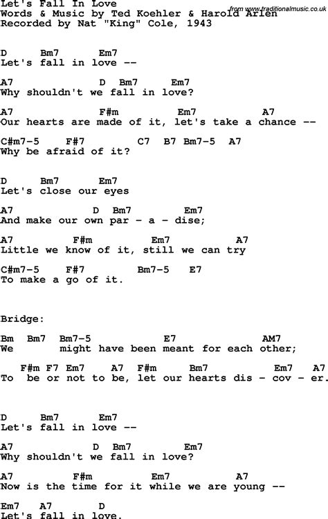 song lyrics with guitar chords for let s fall in love nat king cole 1943