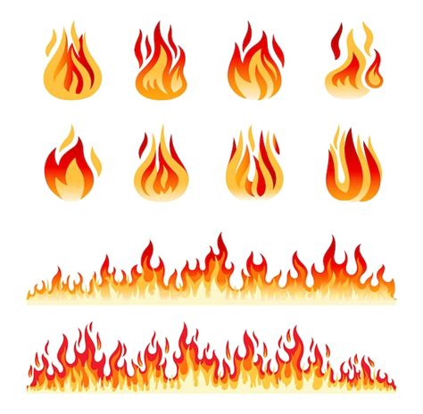 Premium Vector Fire Flames Isolated On White