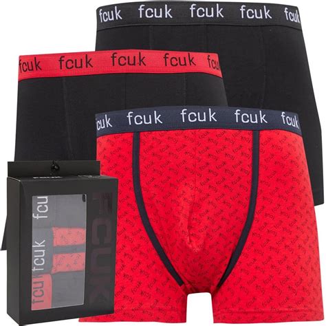 Buy French Connection Mens Fcuk Three Pack Boxers Fcuk 12 Blackred