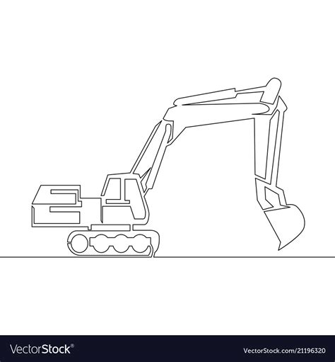 Continuous Line Drawing Excavator Concept Vector Image