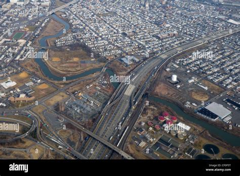 Congested Urban Area From Above Northern New Jersey Near Newark With