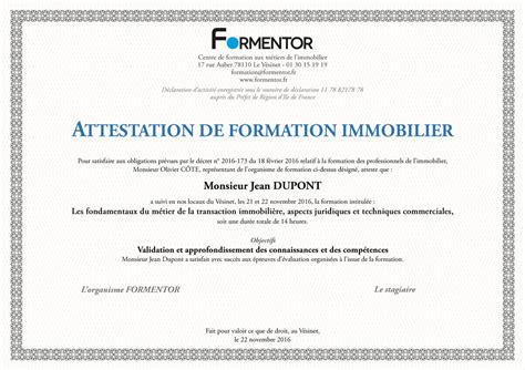 Exemple Dattestation De Formation